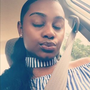 White and blue striped blouse with neckband